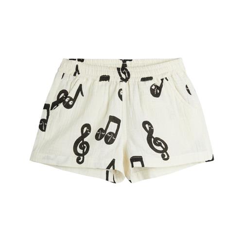 Mini Rodini Note Aop Shorts I Musselin White 92/98 cm  Hvid  92/98 cm  Unisex