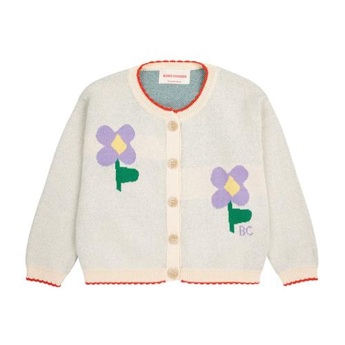 Bobo Choses Pansy Flower Babycardigan Naturhvid 9 months  Creme  9 måneder  kvinde