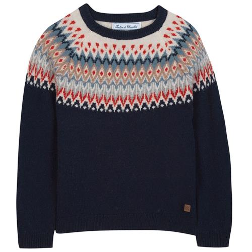 Tartine et Chocolat Uldstrikket sweater Navy 5 Y  Marineblå  5 år  mand