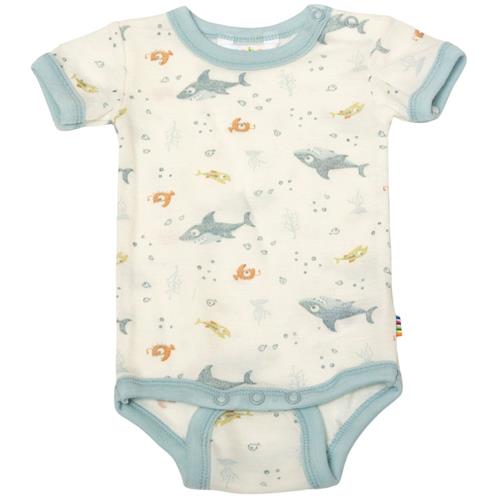 Joha Mønstret Uld-bodysuit Lyseblå 80 cm  Blå  80 cm  Unisex