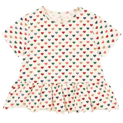 Konges Sløjd GOTS Basic T-shirt Med Frynser Coeur Coloré 3 Y  Creme  3 år  kvinde