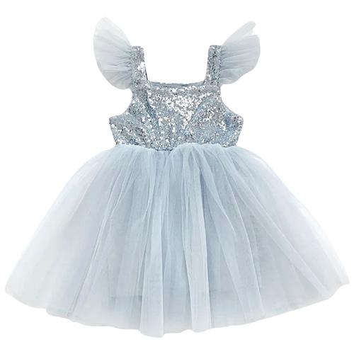 DOLLY by Le Petit Tom Sequin Glitter Galaxy Tutu Kjole Silver Grey 1-3 Y  Sølv  1-3 år  kvinde