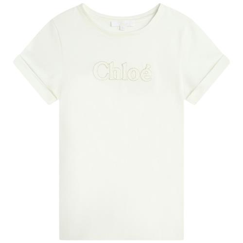 Chloé Logo T-shirt Naturhvid 2 Y  Creme  2 år  kvinde