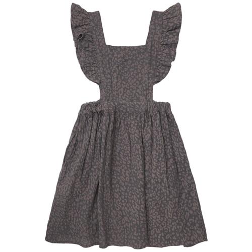 Tocoto Vintage Mini Animal Print Pinafore Kjole Dark Grey 4 Y  Grå  4 år  kvinde