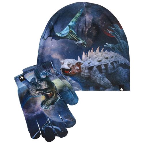Molo Kaya Sæt Med Hue Og Handsker Dino Planet 7-12 Y  Blå  7-12 år  mand