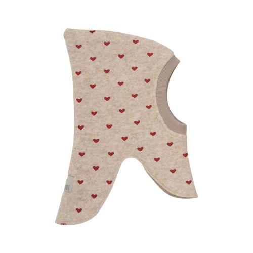 Huttelihut Balaclava Hjerter Emb. Uld Sand Melange 12-24 months  Creme  12-24 måneder  kvinde