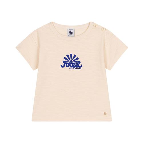 Petit Bateau Baby T-shirt Med Tryk Cremefarvet 6 Months  Beige  6 måneder  mand