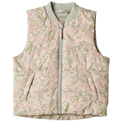 Wheat Andre Mønstret Puffervest Sea Salt Roses 116 cm  Lyserød  116 cm  Unisex