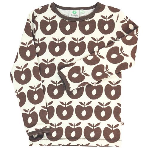 Småfolk Mønstret Langærmet T-shirt Med Æbler Brun 5-6 Y  Brun  5-6 år  Unisex