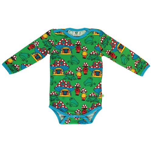Småfolk Mushroom Houses Mønstret Babybody Grøn 56 cm  Grøn  56 cm  Unisex