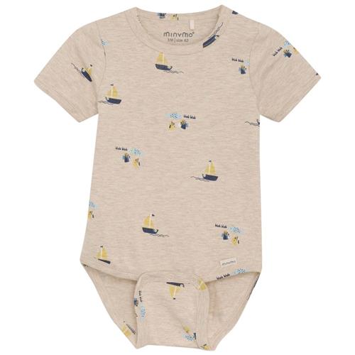 Minymo Mønstret Babybody Beige 56 cm  Beige  56 cm  mand