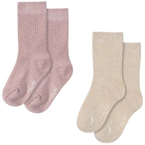 Konges Sløjd 2-pak Rib Glitter-strømper Rose/Off White 25-28 EU  Hvid  25-28 EU  Unisex