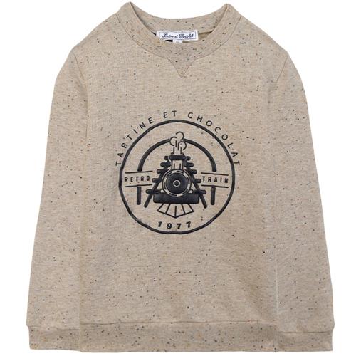 Tartine et Chocolat Plettet bomuldspolyester-sweatshirt Plettet hjerte sand 10 Y  Beige  10 år  mand