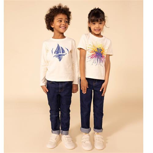 Petit Bateau Langærmet T-shirt Med Tryk Cremefarvet 12 Y  Creme  12 år  mand