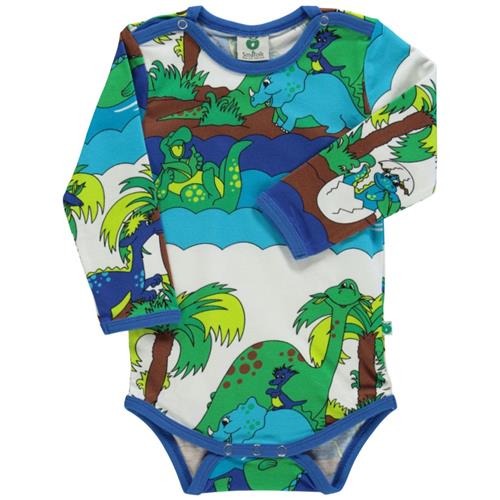 Småfolk Mønstret Babybody Med Dinosauruser Blue Atoll 62 cm  Blå  62 cm  Unisex