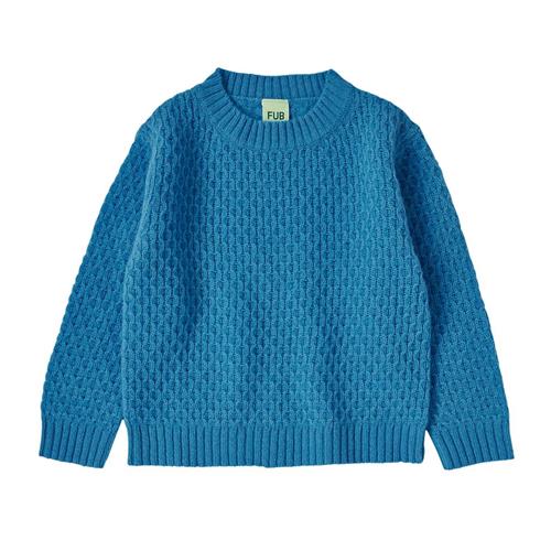 FUB Lambswool Crew-neck Sweater Deep Sky Blue 110 cm  Blå  110 cm  Unisex