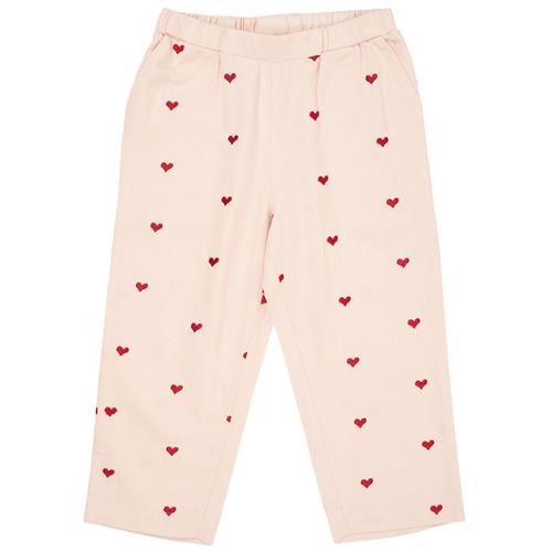 Copenhagen Colors GOTS Heart Twill-bukser Dusty Rose Berry Hearts 104cm  Lyserød  104 cm  kvinde