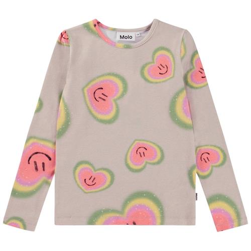 Molo GOTS Rose Langærmet T-shirt Aura Hearts 128 cm  Beige  128 cm  kvinde