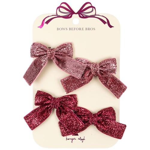 Konges Sløjd 4-Pack Glitter Bow Hårklemmer Pink Mix One Size      kvinde