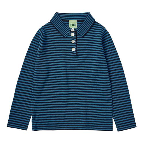 FUB Stribet Polo Bluse Dark Navy/Deep Sky 110 cm  Blå  110 cm  kvinde