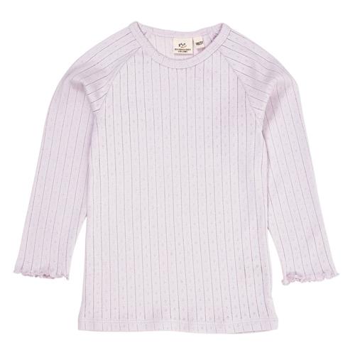 Copenhagen Colors Langærmet T-shirt i Lavender med Pointelle strik 98 cm  Lilla  98 cm  kvinde