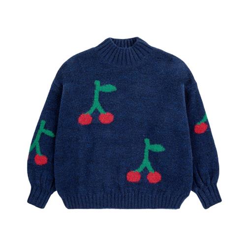 Bobo Choses Bobo Cherry Strikket trøje Navyblå 4-5 Y  Marineblå  4-5 år  kvinde