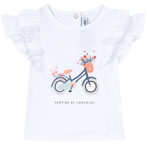 Tartine et Chocolat Baby T-shirt Med Volanter Hvid 3 Months  Hvid  3 måneder  kvinde