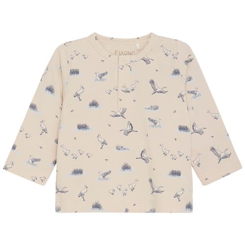 Fixoni GOTS Mønstret Langærmet T-shirt Tapioca 74 cm  Beige  74 cm  Unisex