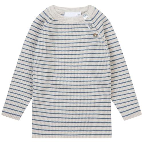 Flöss Flye Stribet Strikket Trøje Oat Melange/Stone 80 cm  Beige  80 cm  Unisex