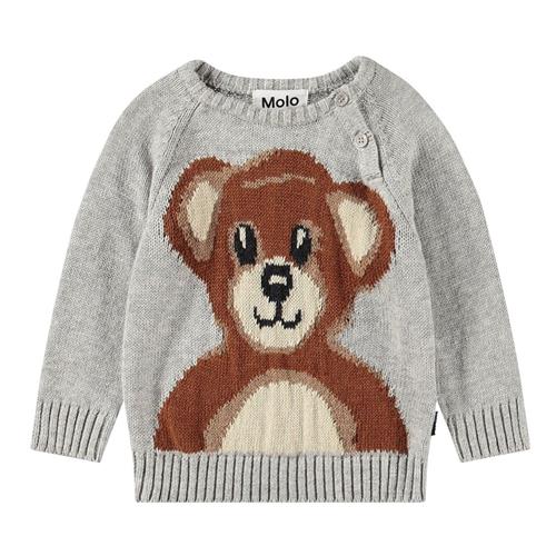 Molo Bless Strikket trøje Teddy Bear 74 cm  Grå  74 cm  Unisex