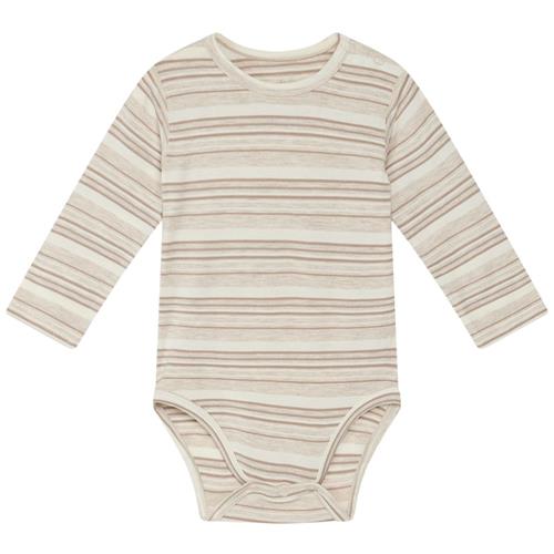Hust&Claire Buller Stribet Babybody Wheat Melange 56 cm  Beige  56 cm  Unisex