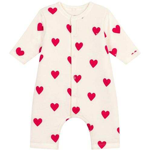 Petit Bateau Hjertemønstret Heldragt Cremefarvet 18 Months  Hvid  18 måneder  Unisex