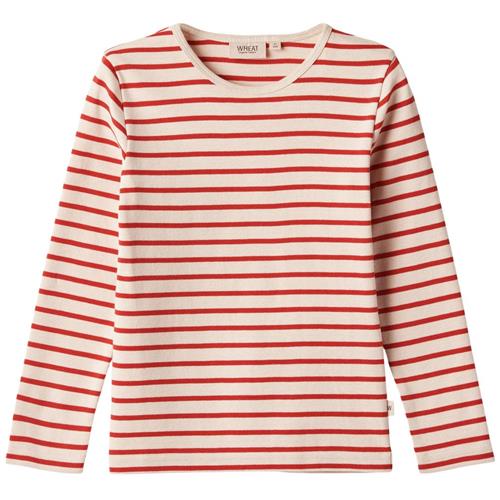 Wheat Stig Stribet Langærmet T-shirt Rød 122 cm  Rød  122 cm  mand
