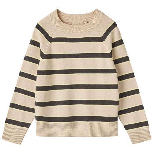 Fliink Favo Stribet Strikket Trøje Sandshell/Magnet 3 Y  Beige  3 år  Unisex