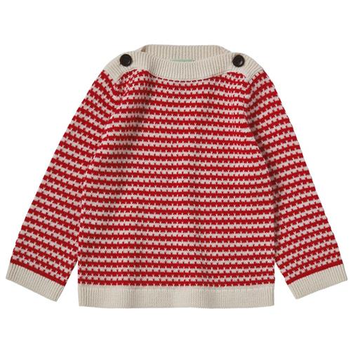 FUB Baby Boatneck Bluse Ecru/Rød 74 cm  Creme  74 cm  Unisex