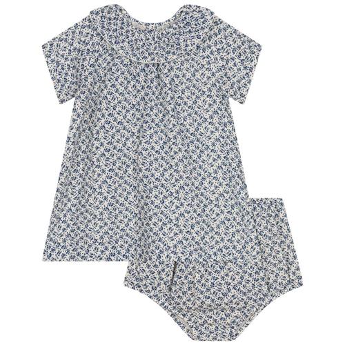 Petit Bateau Blomstret Baby-kjole Blå 6 Months  Blå  6 måneder  kvinde