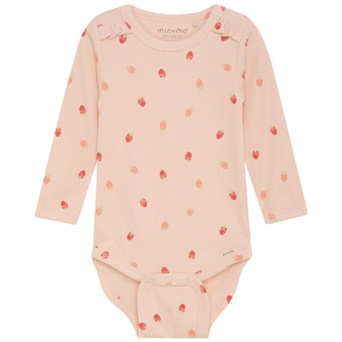 Minymo Mønstret Ribbet Babybody Spanish Villa 56 cm  Lyserød  56 cm  kvinde