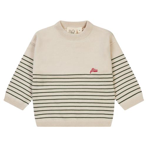 Flöss Hansen Stribet Strikket Trøje Forest Green/Cloud 68 cm  Grøn  68 cm  Unisex
