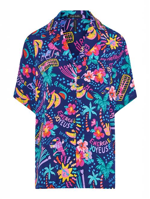 Funky Buddha Bluse  mørkeblå / blandingsfarvet