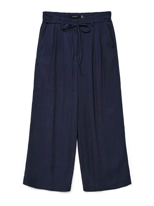 VERO MODA Bukser med lægfolder 'VMTANYA HW 7/8 WIDE PANTS BOO'  navy