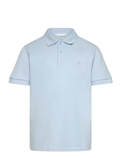 Short-Sleeved Cotton Polo Shirt Mango Blue