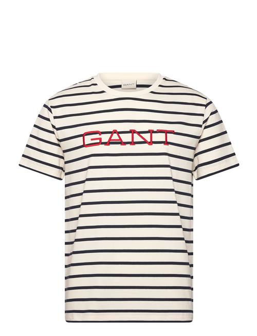 Graphic Striped Ss T-Shirt GANT Cream