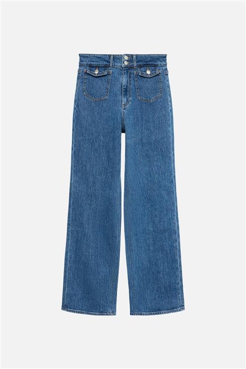 Tessa Wide Pocket Jeans - Medium Blå Denim - 32/32 - Vero Moda