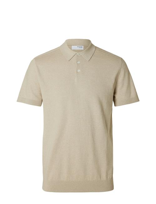 Se Slhberg Ss Knit Polo Noos Selected Cream ved Booztlet
