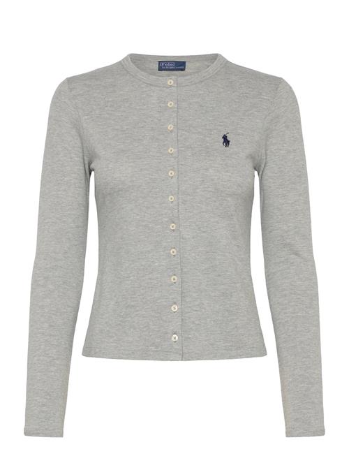 Stretch Mesh Cotton Crewneck Cardigan Polo Ralph Lauren Grey