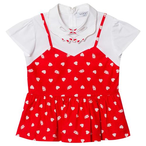 Vivetta Red Heart Peplum Top with Hand Detail Collar 2 Y    2 år  kvinde