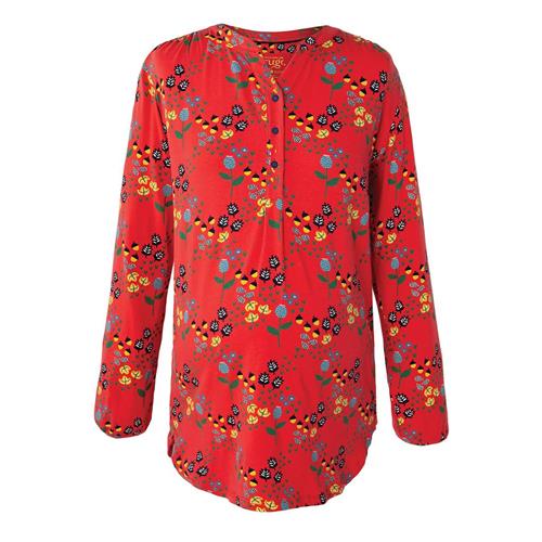 Frugi Red Floral Printed Blouse S    S  kvinde