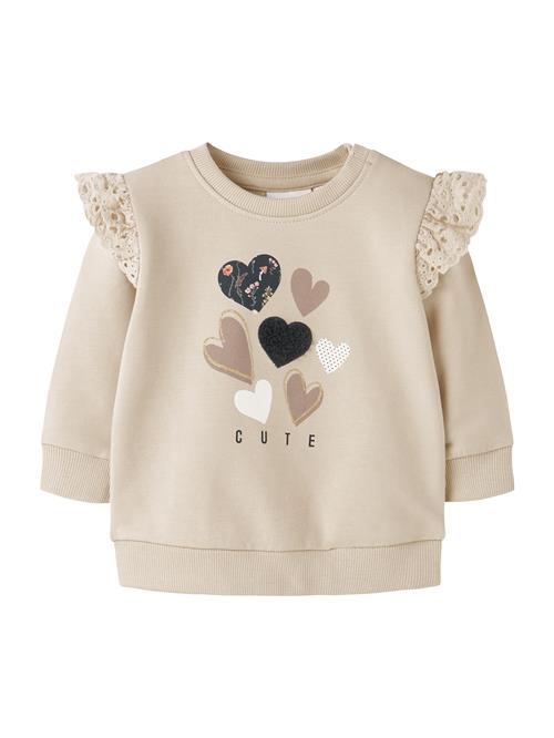 NAME IT Sweatshirt 'NBFLUISA'  lysebeige / mørkebeige / sort-meleret / hvid