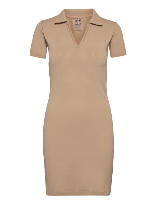 Ribbed Seamless Polo Dress Aim´n Beige