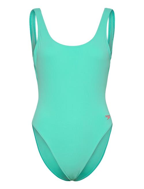 Womens Textured Deep U-Back Speedo Blue